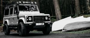 Preview wallpaper land rover defender, land rover, car, suv, white