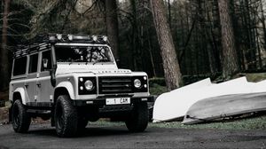 Preview wallpaper land rover defender, land rover, car, suv, white