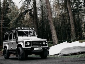 Preview wallpaper land rover defender, land rover, car, suv, white