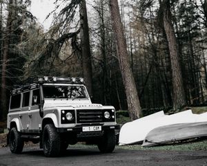 Preview wallpaper land rover defender, land rover, car, suv, white