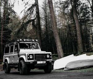 Preview wallpaper land rover defender, land rover, car, suv, white