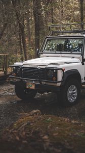Preview wallpaper land rover defender, land rover, car, suv, white, jeep