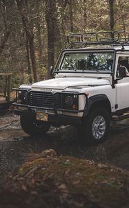 Preview wallpaper land rover defender, land rover, car, suv, white, jeep