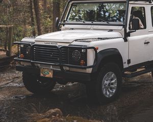 Preview wallpaper land rover defender, land rover, car, suv, white, jeep