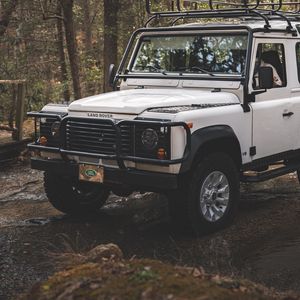 Preview wallpaper land rover defender, land rover, car, suv, white, jeep