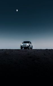 Preview wallpaper land rover defender, land rover, car, suv, desert, night