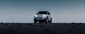 Preview wallpaper land rover defender, land rover, car, suv, desert, night