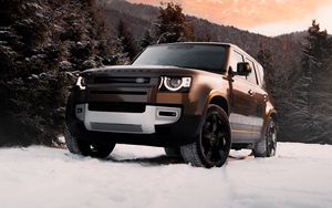 Preview wallpaper land rover defender, land rover, car, suv, brown, front view