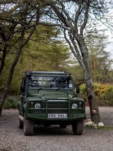 Preview wallpaper land rover defender, land rover, car, safari, green