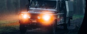 Preview wallpaper land rover defender, land rover, suv, car, fog