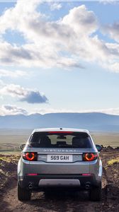 Preview wallpaper land rover discovery, land rover, car, suv, gray, rear view, nature