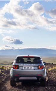 Preview wallpaper land rover discovery, land rover, car, suv, gray, rear view, nature