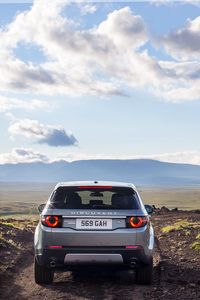 Preview wallpaper land rover discovery, land rover, car, suv, gray, rear view, nature