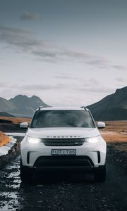 Preview wallpaper land rover discovery, land rover, car, suv, white, front view