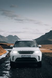 Preview wallpaper land rover discovery, land rover, car, suv, white, front view