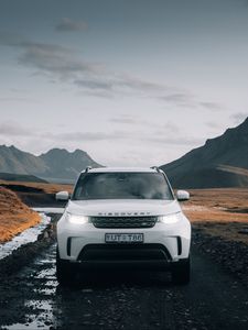 Preview wallpaper land rover discovery, land rover, car, suv, white, front view