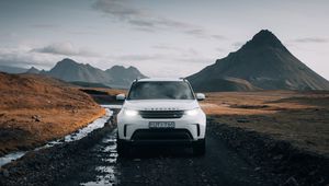 Preview wallpaper land rover discovery, land rover, car, suv, white, front view