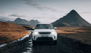 Preview wallpaper land rover discovery, land rover, car, suv, white, front view