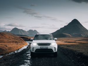 Preview wallpaper land rover discovery, land rover, car, suv, white, front view