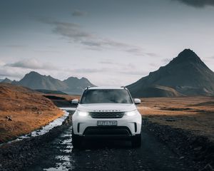 Preview wallpaper land rover discovery, land rover, car, suv, white, front view