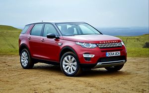 Preview wallpaper land rover, discovery, sport, red, side view