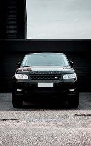 Preview wallpaper land rover, range rover, car, black, suv, front view