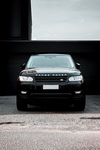 Preview wallpaper land rover, range rover, car, black, suv, front view