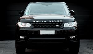 Preview wallpaper land rover, range rover, car, black, suv, front view