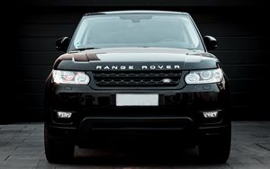 Preview wallpaper land rover, range rover, car, black, suv, front view