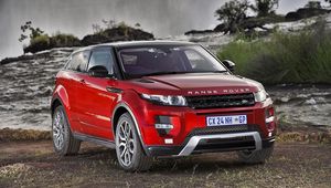 Preview wallpaper land rover, range rover, evoque, south africa, waterfall, jeep, red, vehicle