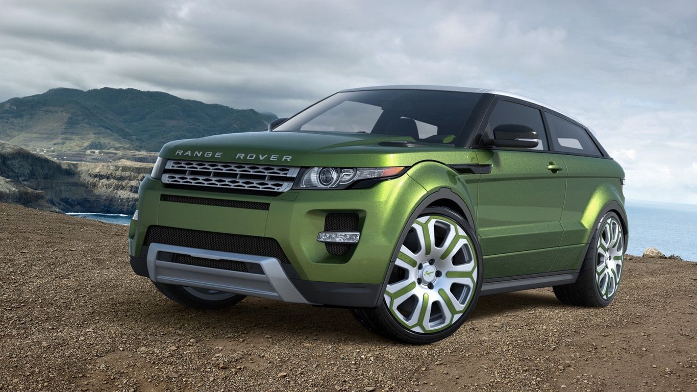 Download wallpaper 1366x768 land rover, range rover, evoque, green, car,  auto tablet, laptop hd background