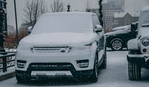 Preview wallpaper land rover range rover, range rover, land rover, suv, luxury, snow-covered, snowfall