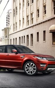 Preview wallpaper land rover, range rover, suv, red, city