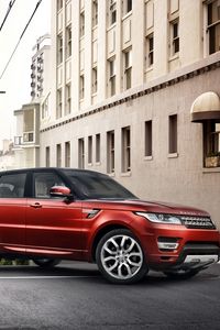 Preview wallpaper land rover, range rover, suv, red, city