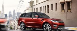 Preview wallpaper land rover, range rover, suv, red, city