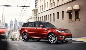 Preview wallpaper land rover, range rover, suv, red, city