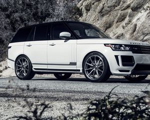 Preview wallpaper land rover, range rover, vogue, white, side view