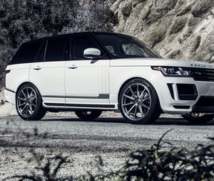 Preview wallpaper land rover, range rover, vogue, white, side view