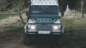 Preview wallpaper land rover, suv, mountains, car