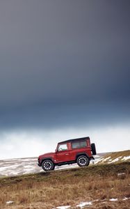 Preview wallpaper land rover v8, land rover, car, red, slope