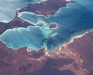 Preview wallpaper land, sea, islands, planet, view from space
