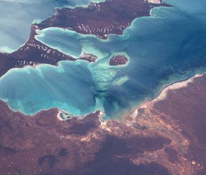 Preview wallpaper land, sea, islands, planet, view from space