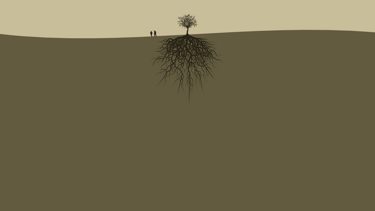 Wallpaper land, trees, roots, people, couple, two
