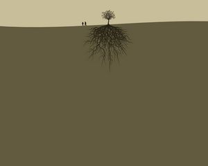 Preview wallpaper land, trees, roots, people, couple, two