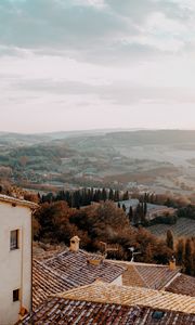 Preview wallpaper landscape, aerial view, architecture, commune, montone, italy