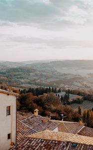 Preview wallpaper landscape, aerial view, architecture, commune, montone, italy