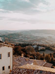 Preview wallpaper landscape, aerial view, architecture, commune, montone, italy