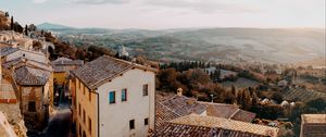 Preview wallpaper landscape, aerial view, architecture, commune, montone, italy