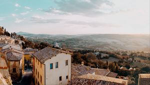 Preview wallpaper landscape, aerial view, architecture, commune, montone, italy