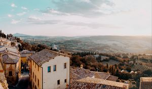 Preview wallpaper landscape, aerial view, architecture, commune, montone, italy